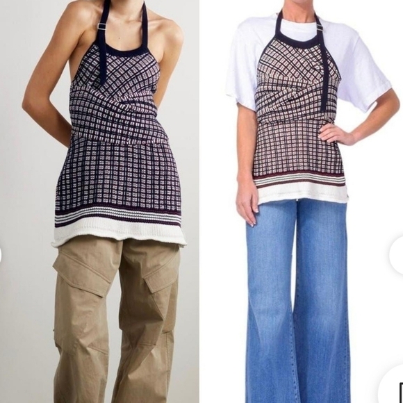 3.1 Phillip Lim jacquard wool blend sweater halter deconstructed sleeve wrap top - Picture 4 of 8